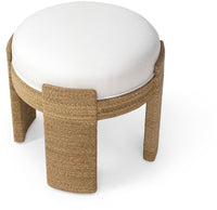 Faye Natural Performance White Weave Ottoman