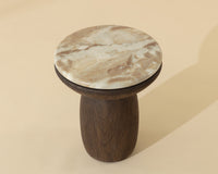 Orula Faux Marble & Brown Oak Concrete Indoor/Outdoor Accent Table