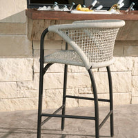 Enzo Buff Plain Weave Outdoor Bar Stool