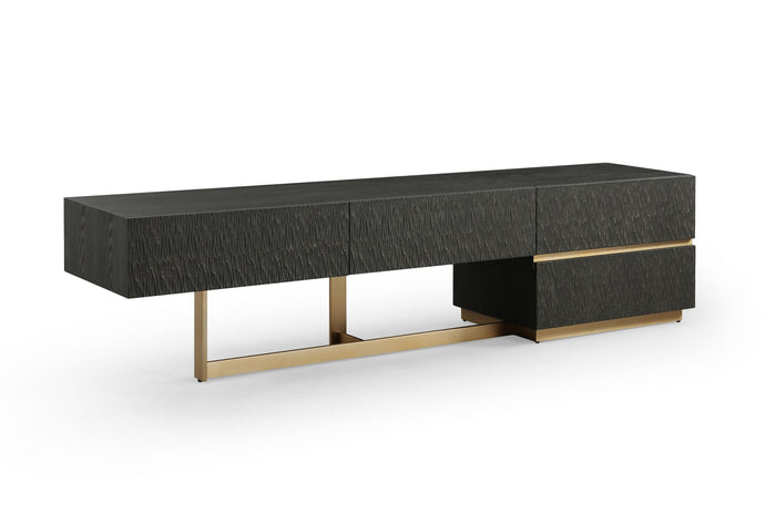 Shale Modern Black Ash + Brushed Gold TV Stand