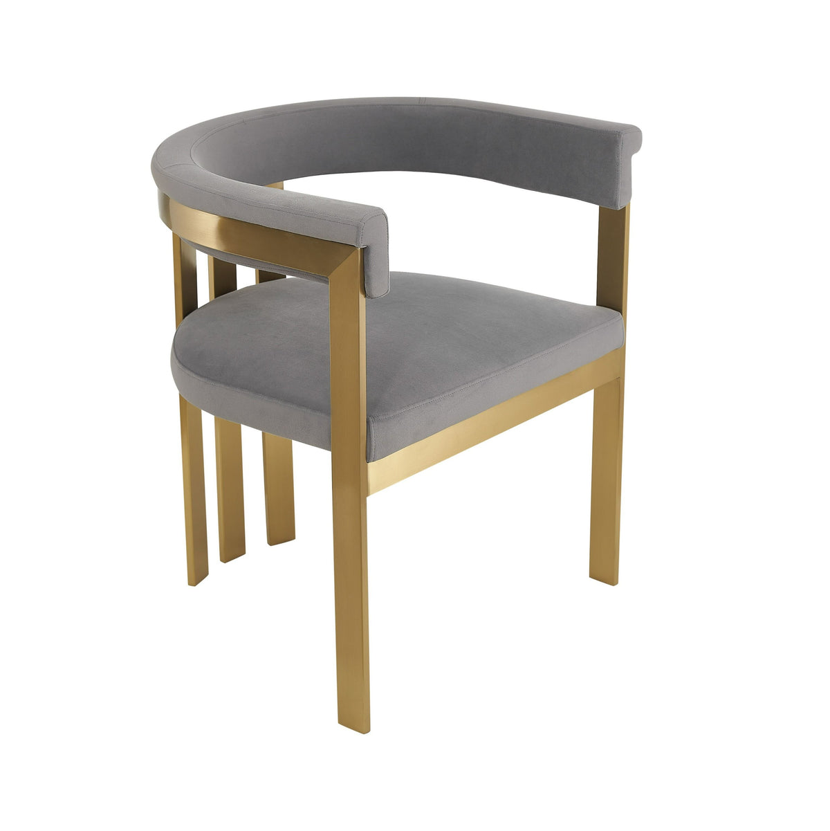 Thisbe Modern Grey Velvet + Champagne Gold Dining Chair