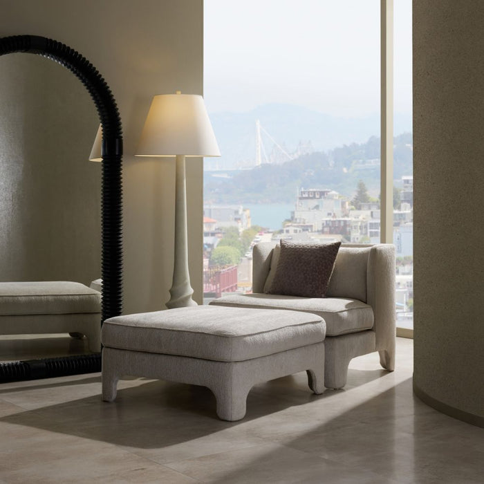 Ava 37" Ottoman Stone Bouclé