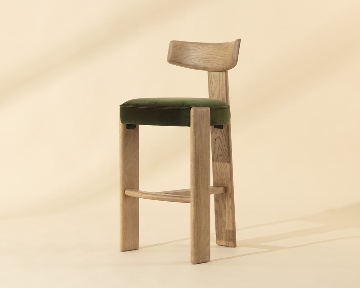 Horton Rustic Oak & Forest Green Bar Stool