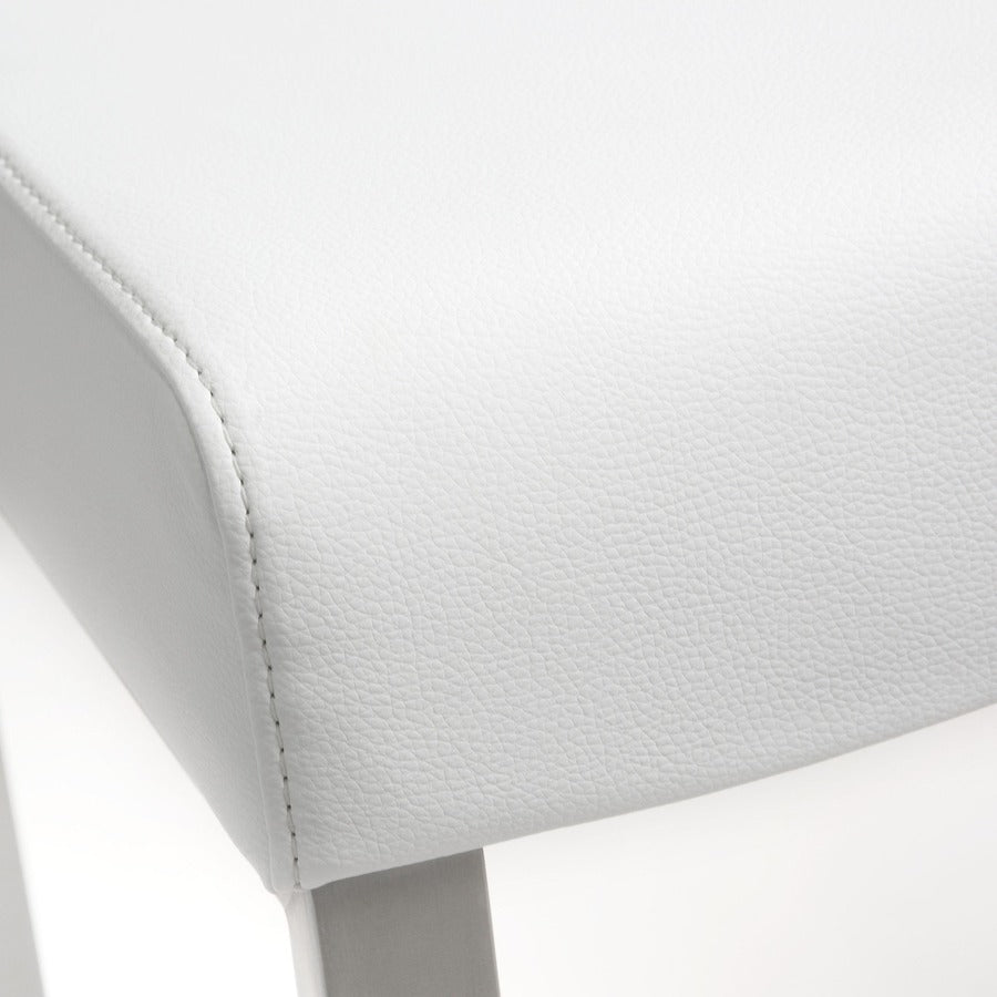 Moriah White Vegan Leather & Steel Counter Stools (Set of 2) - Luxury Living Collection