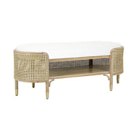 Dahlia Natural Woven Cane & Cerused Oak Bench