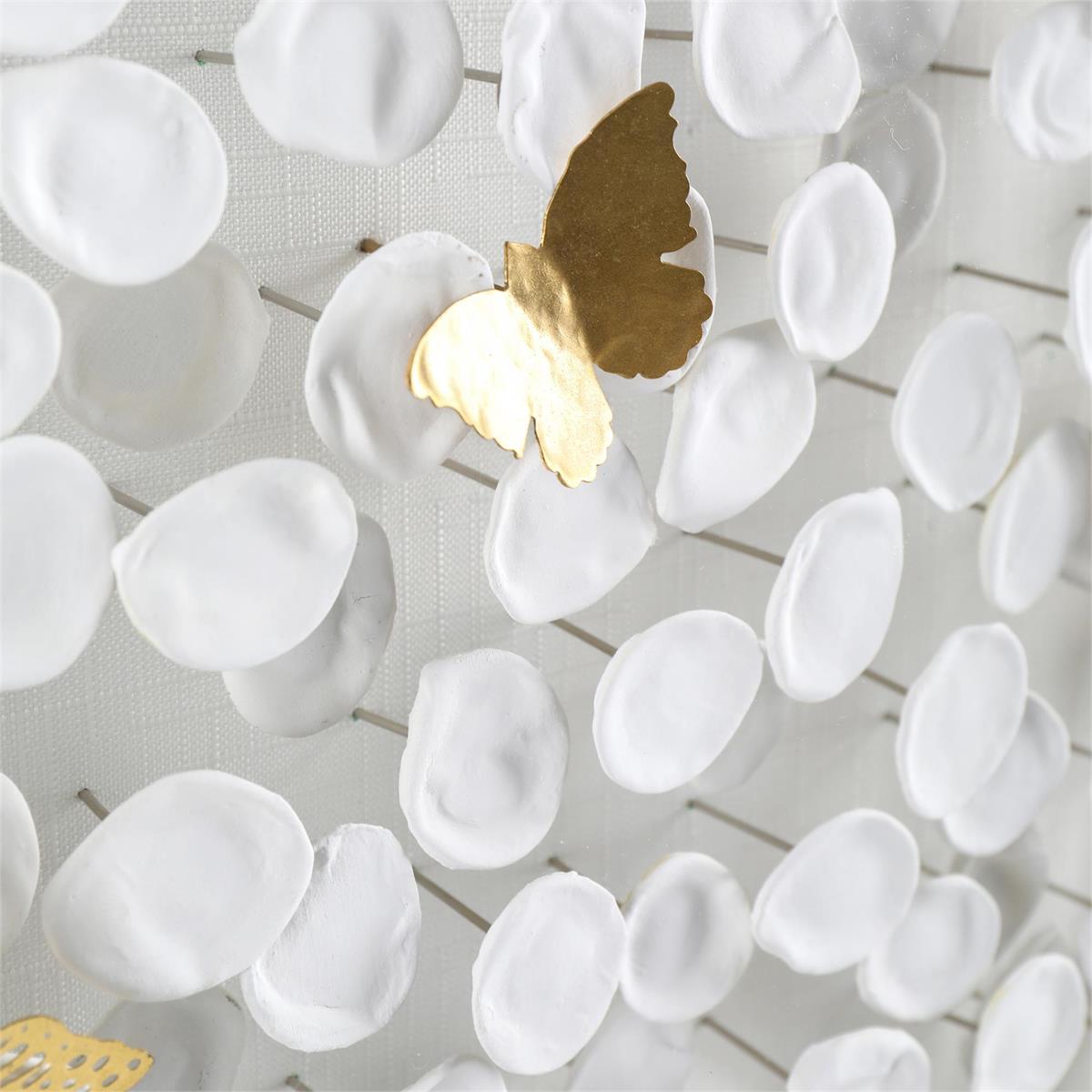 Amalea Linen Petals & Brass Butterflies Wall Art