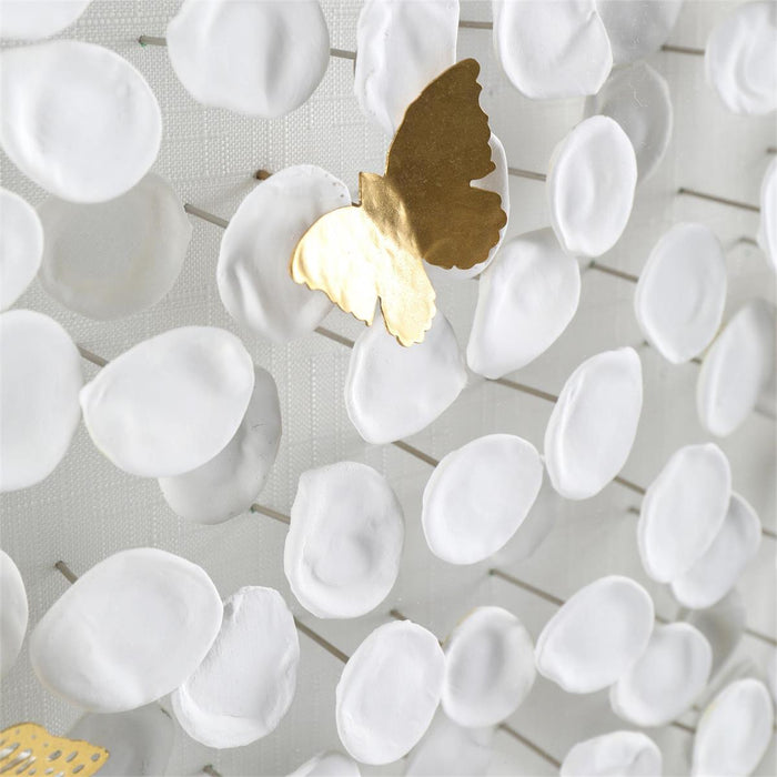 Amalea Linen Petals & Brass Butterflies Wall Art
