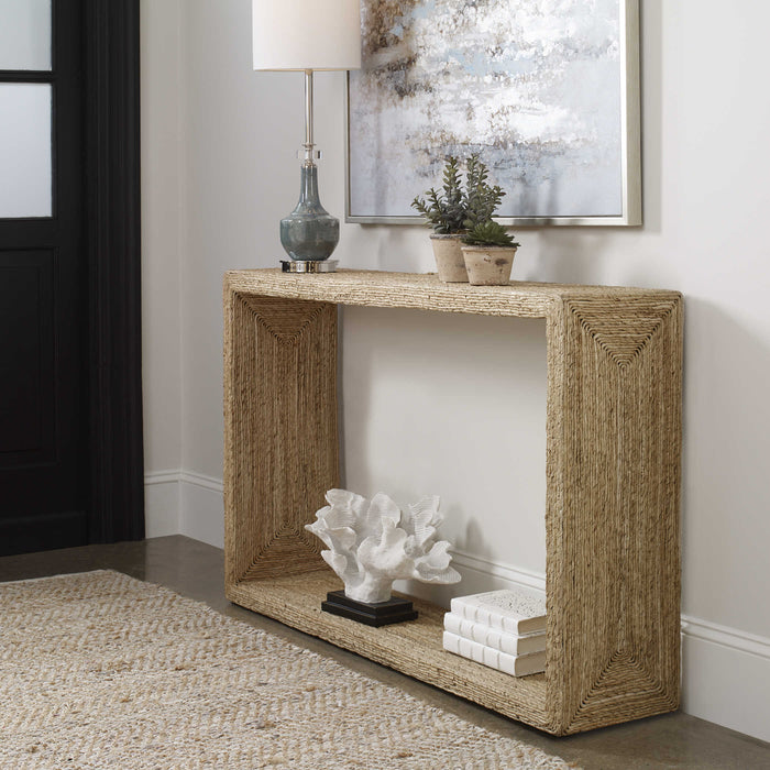 Tora 52" Natural Woven Coastal Console Table