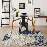 Annitra Indoor/Outdoor Ivory & Navy Area Rug - Elegance Collection