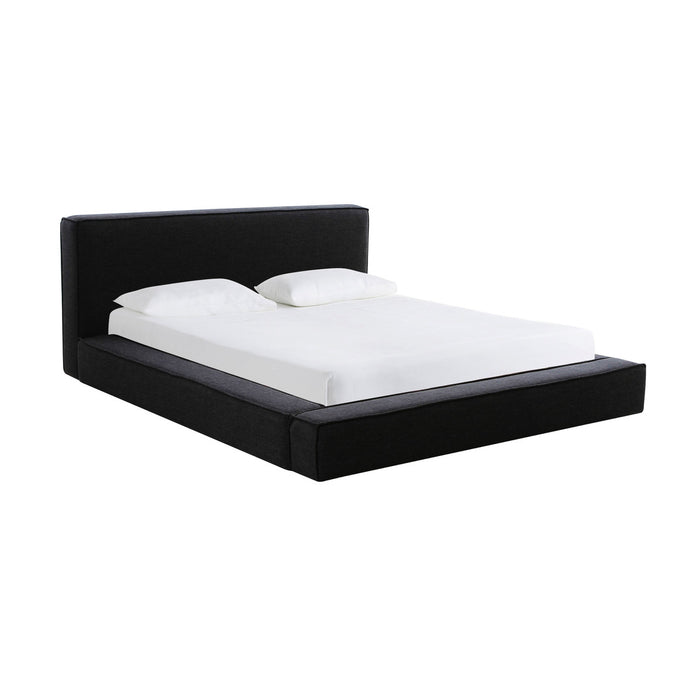 Galen Modern Black Linen Bed - Luxury Living Collection