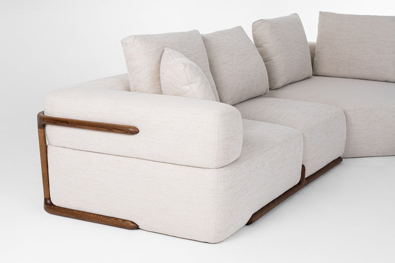 Tieara Modern Off White Fabric Sectional Sofa