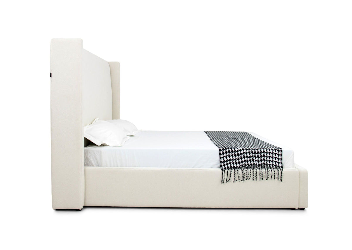 Casy Modern Off White Fabric Bed