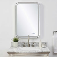 Miraze 32" Silver Lighted Vanity Rectangular Mirror