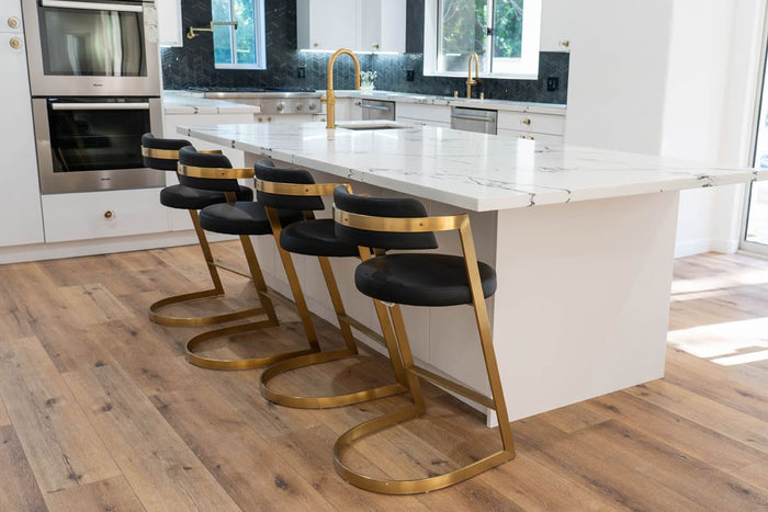 Diana Black Leatherette & Gold Counter Stool