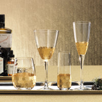 Fez Cut Glass Champagne Flute with Gold Leaf - Set of 12
