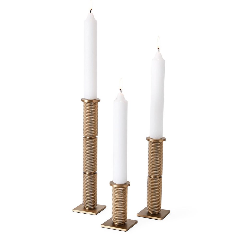Solid Brass Candleholders, Set of 3