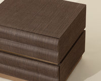 Subira Chocolate Raffia & Gold Nightstand