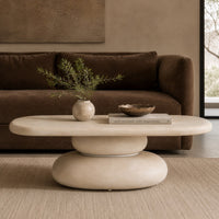 Daisey 53" Modern Beige Oval Pedestal Coffee Table