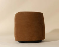 Emilie Caramel Leather Swivel Accent Chair