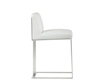 Dean White Bonded Leather & Brushed Stainless Steel Counter Stool