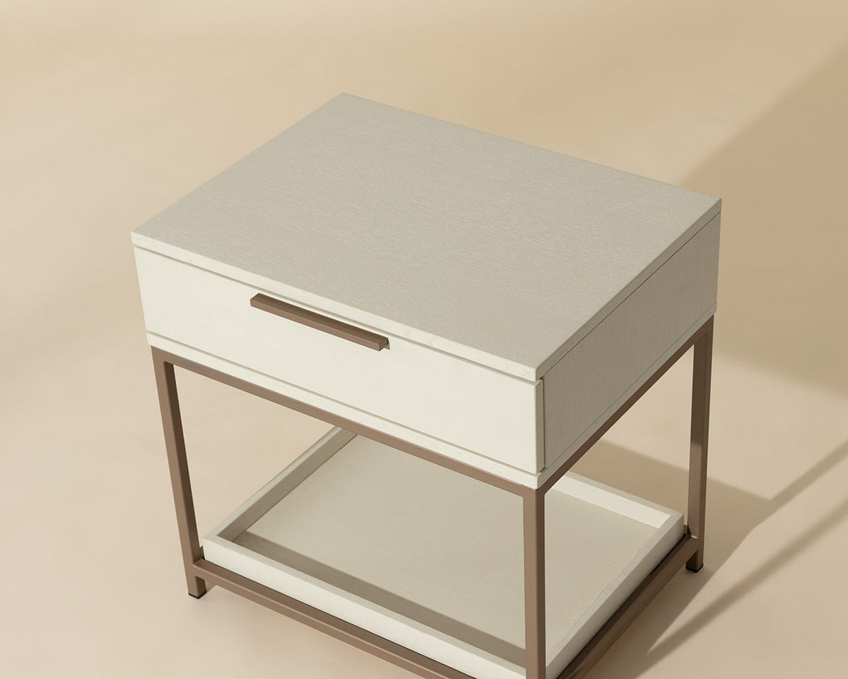 Rebel 23.5" Cream Oak & Gold Nightstand