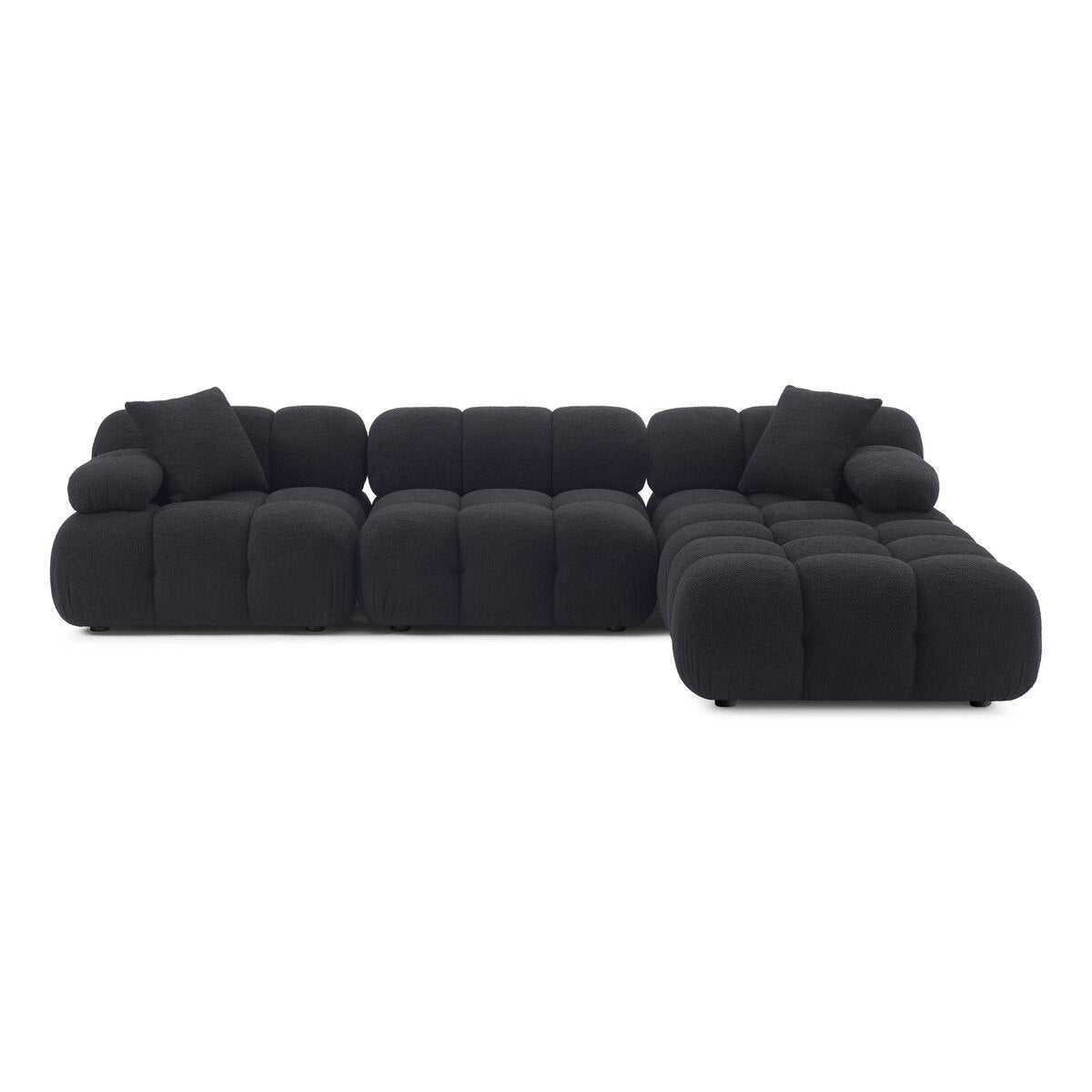 Vogue Black Vegan Shearling 4-piece Modular Sectional