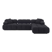 Vogue Black Vegan Shearling 4-piece Modular Sectional