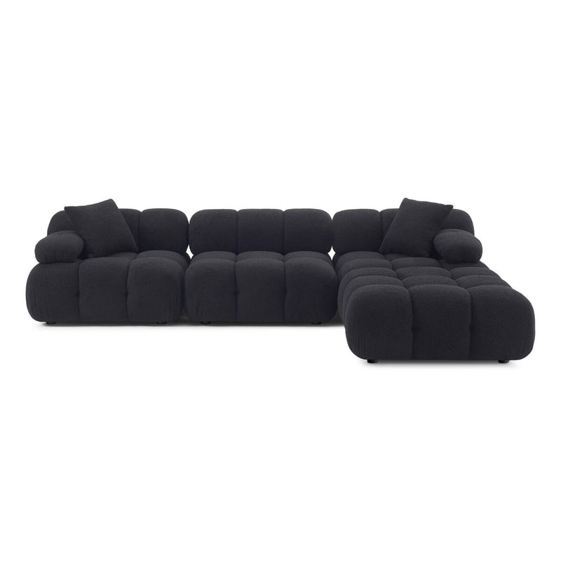 Vogue Black Vegan Shearling 4-piece Modular Sectional