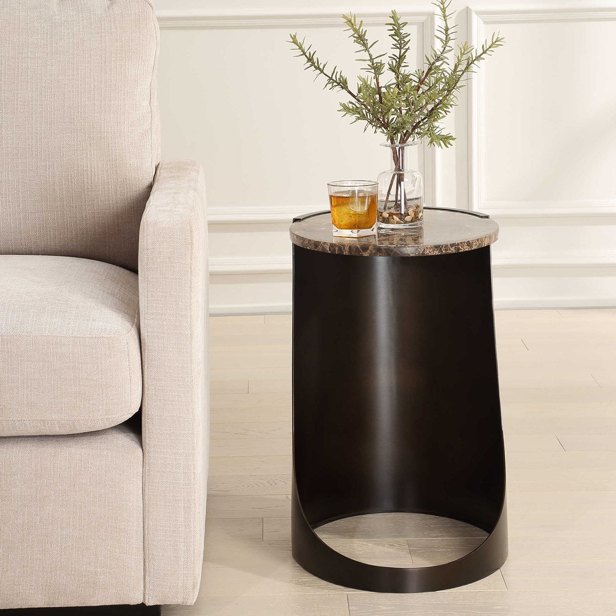 Hudson Chocolate Brown Marble End Table