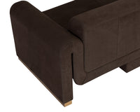 Romer 100" Cocoa Nubuck Leather Sofa with Brushed Gold Legs