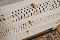 Sariah 36.5" White Cane & Marble Bath Linen