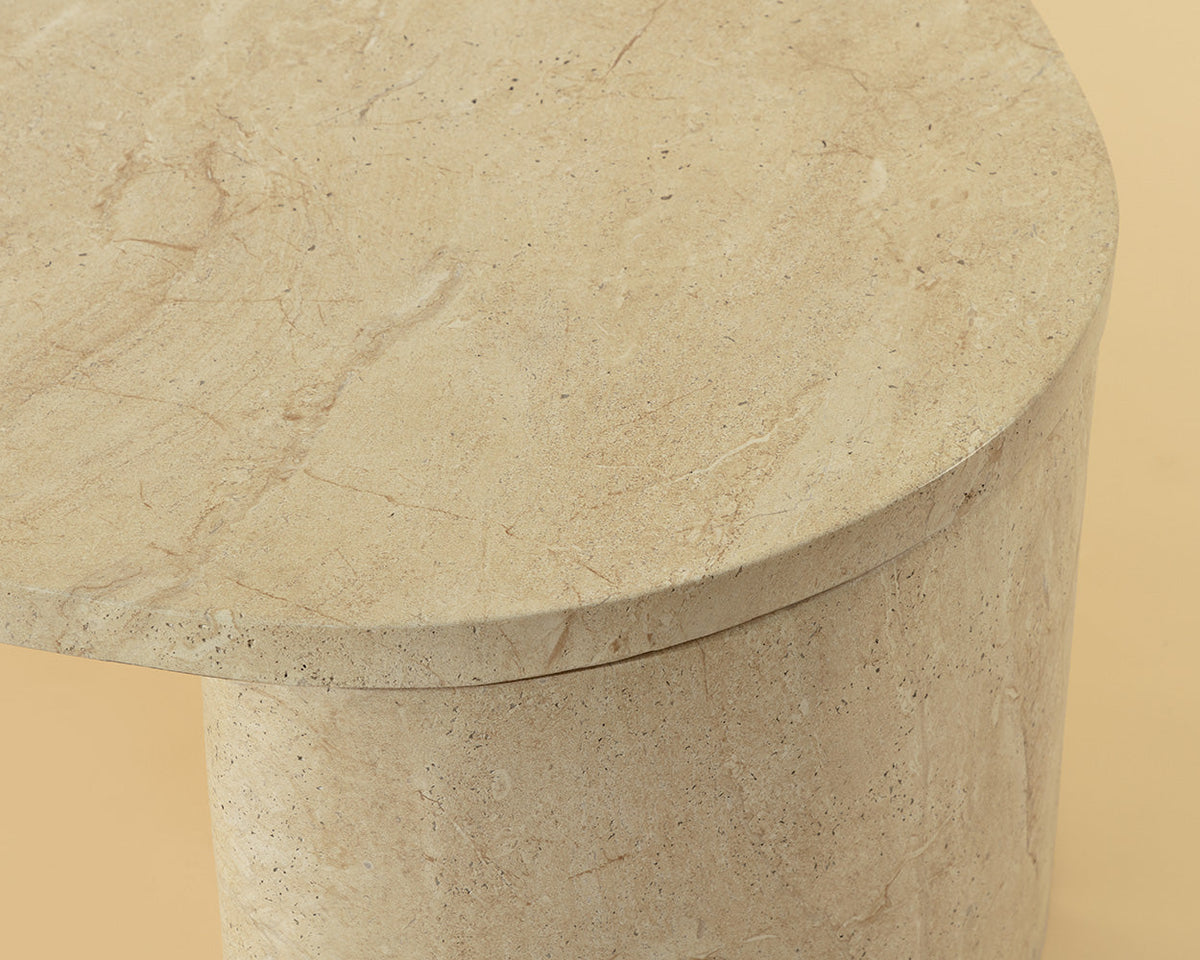Savinah 60" Faux Travertine Concrete Indoor Outdoor Oval Coffee Table