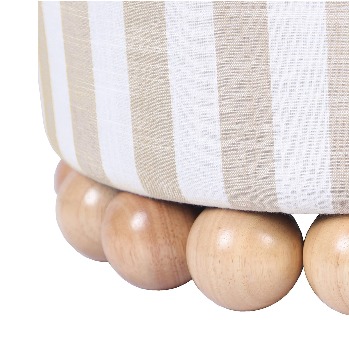 Valerie Beige Striped Linen Ottoman