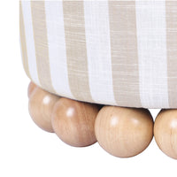 Valerie Beige Striped Linen Ottoman
