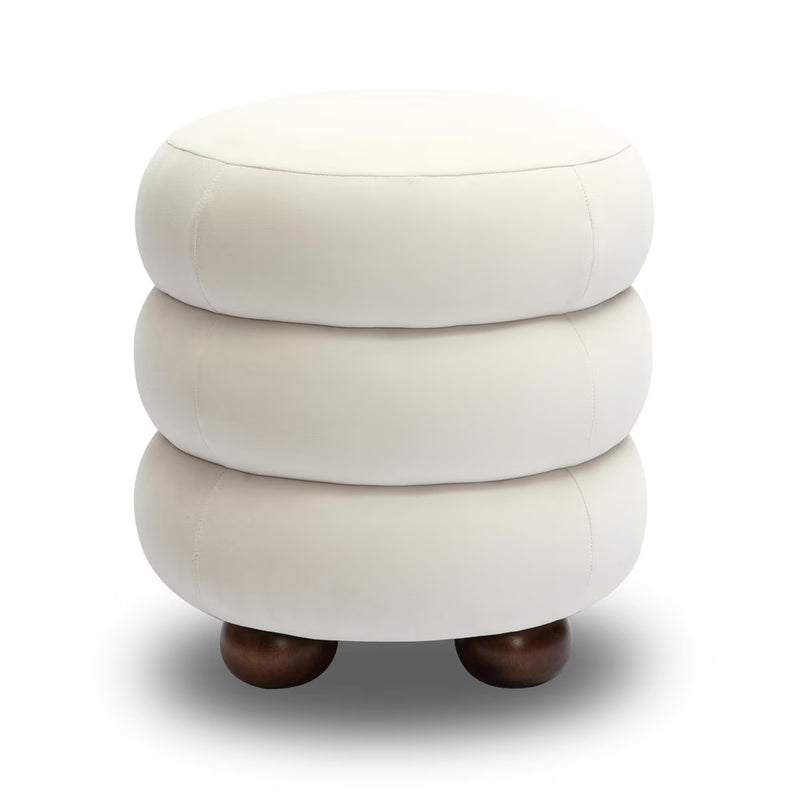 Stefanie Cream Velvet Ottoman