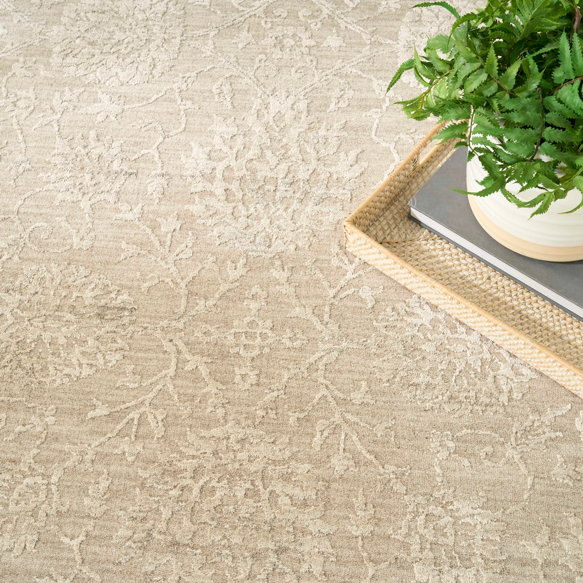 Livia Ivory Grey Foral Area Rug