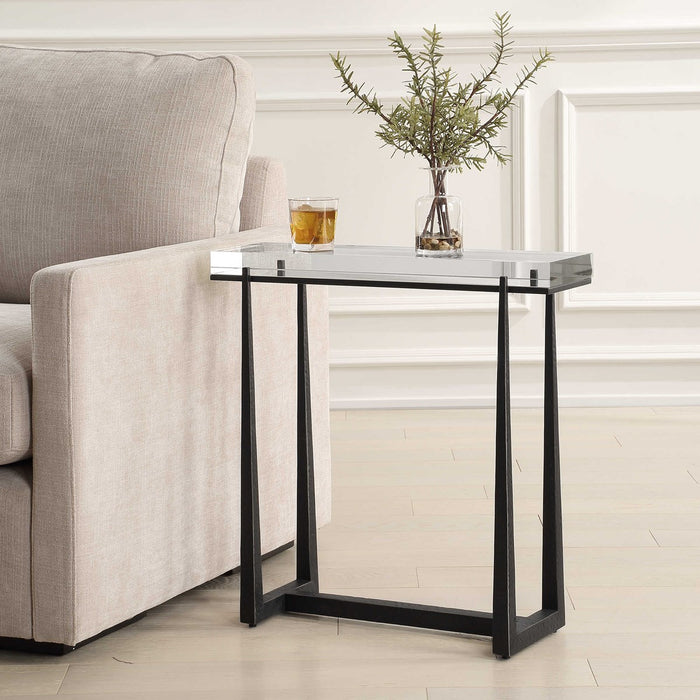 Dasie 24" Crystal & Dark Bronze Accent Table