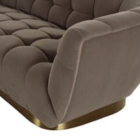 Rihanna 79.5" Taupe Upholstered & Gold Loveseat