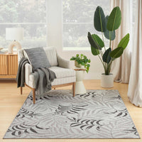 Annaleisa Indoor/Outdoor Grey Leaves Area Rug - Elegance Collection