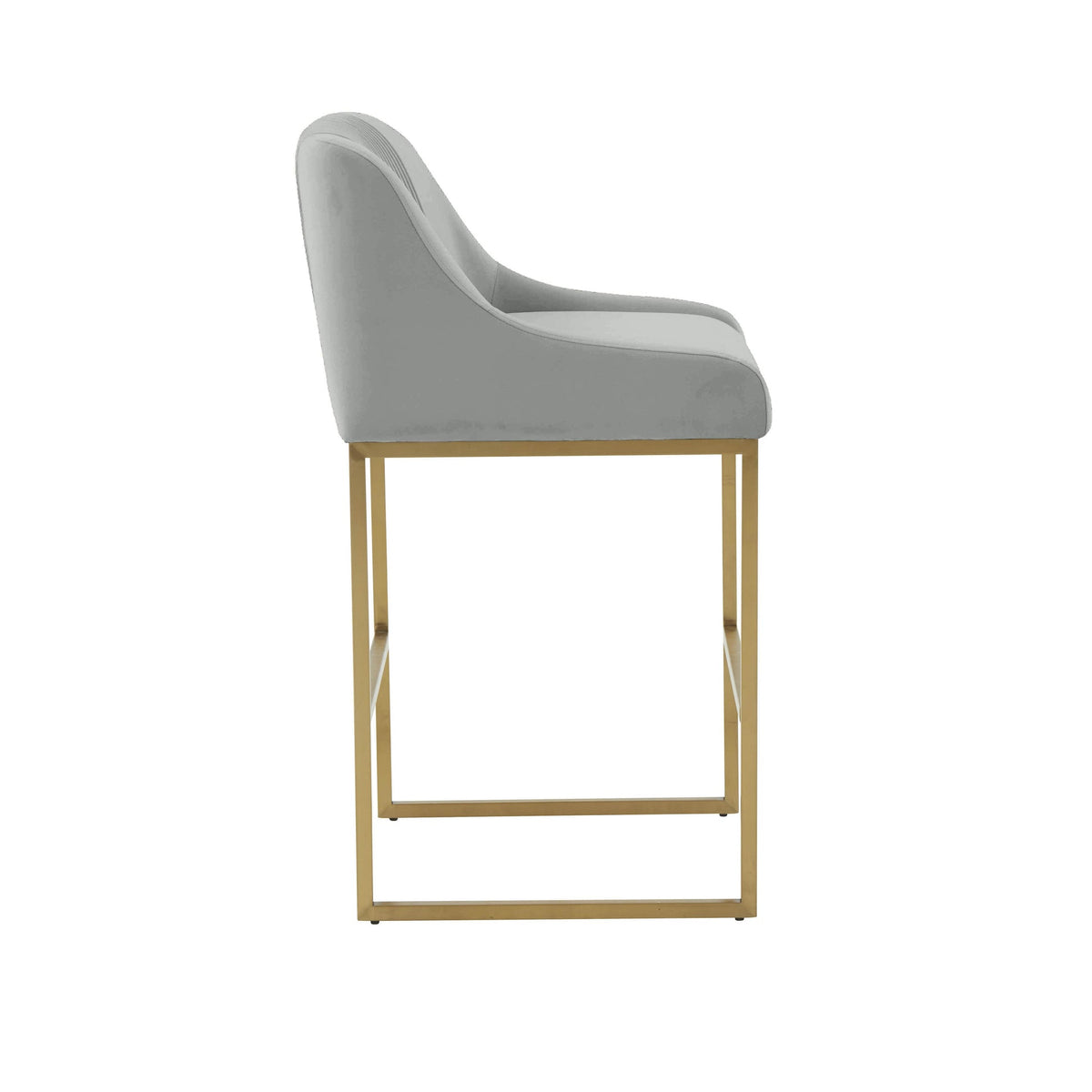 Melodie Grey Pleated Velvet Counter Stool