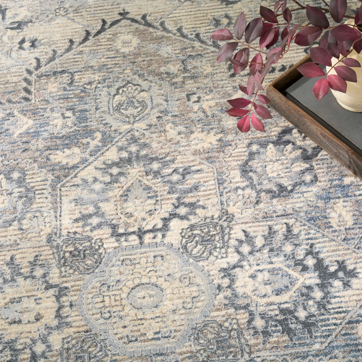 Delphine Ivory Blue Area Rug