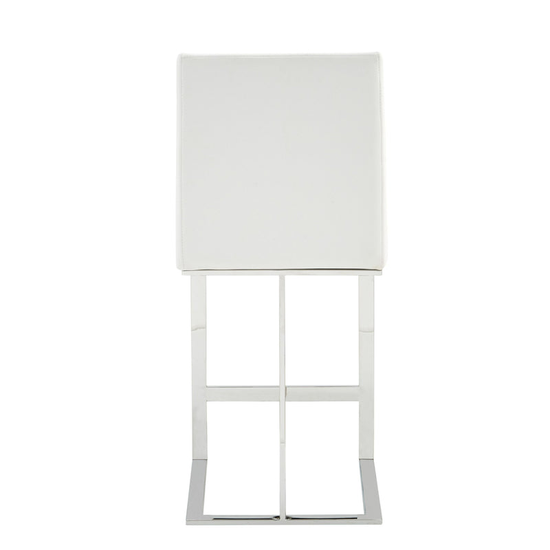 Camille Modern White Vegan Leather & Stainless Steel Counter Stool