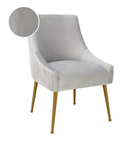 Prado Light Grey Pleated Velvet With Gold Frame Chair - Luxury Living Collection