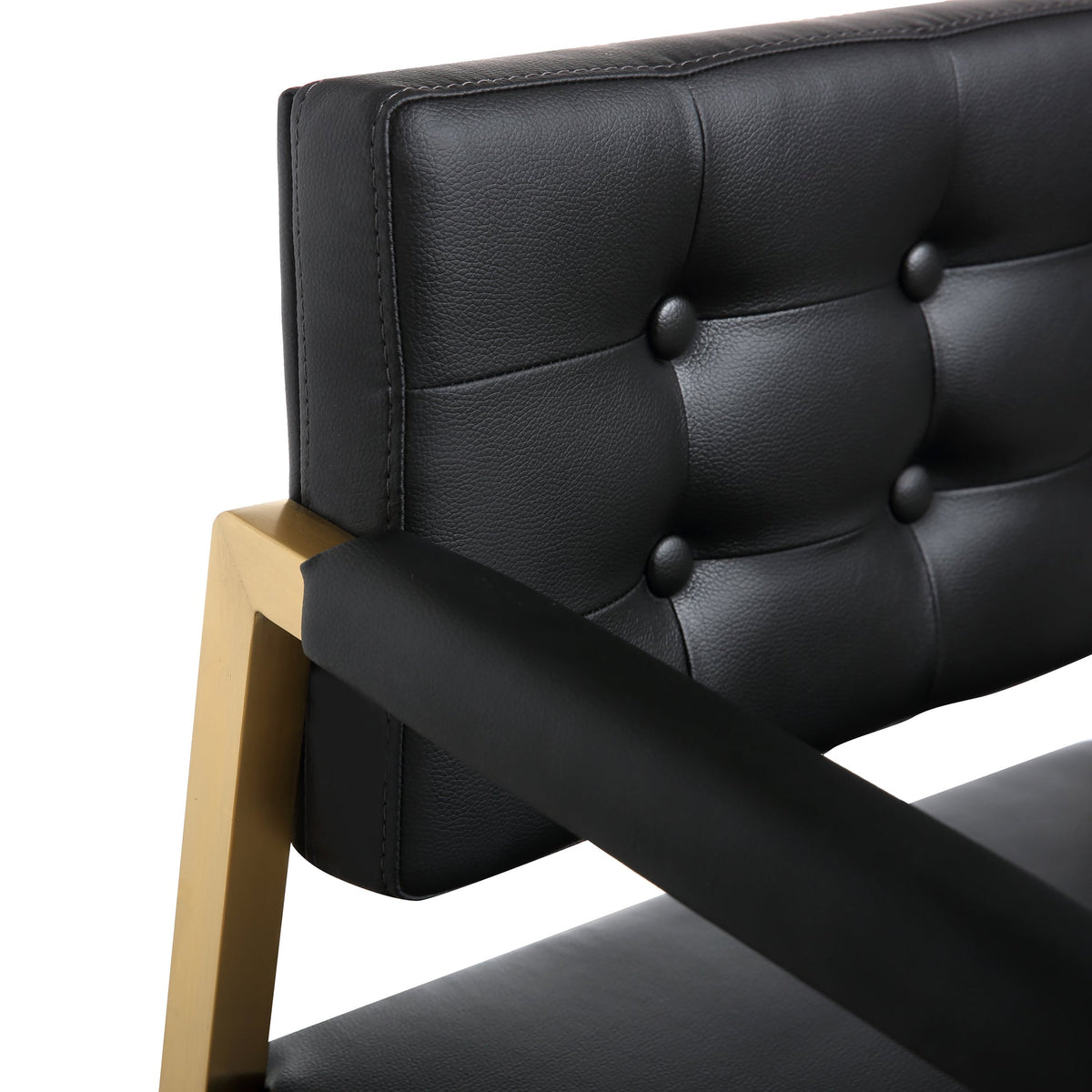 Lila Black Gold Steel Faux Leather Counter Stool - Luxury Living Collection