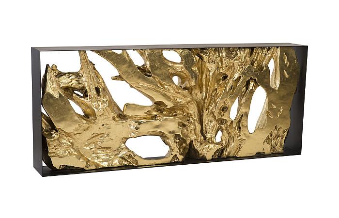 Cast Root Gold Leaf Metal Framed Console Table (2 Sizes Available)