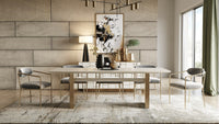 Viktoria 94" Modern Cream Ash & Gold Dining Table