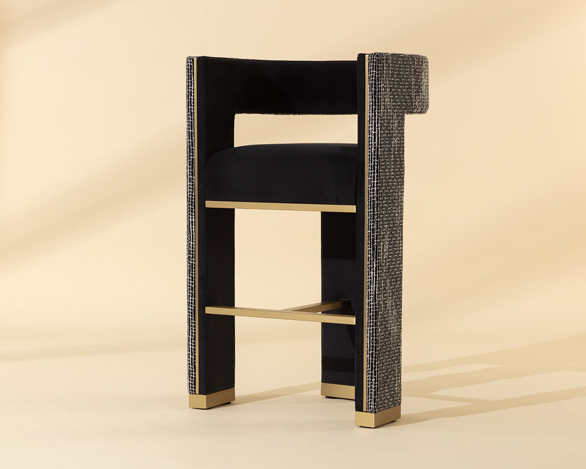 Adamina Black, Night Fabric & Gold Bar Stool
