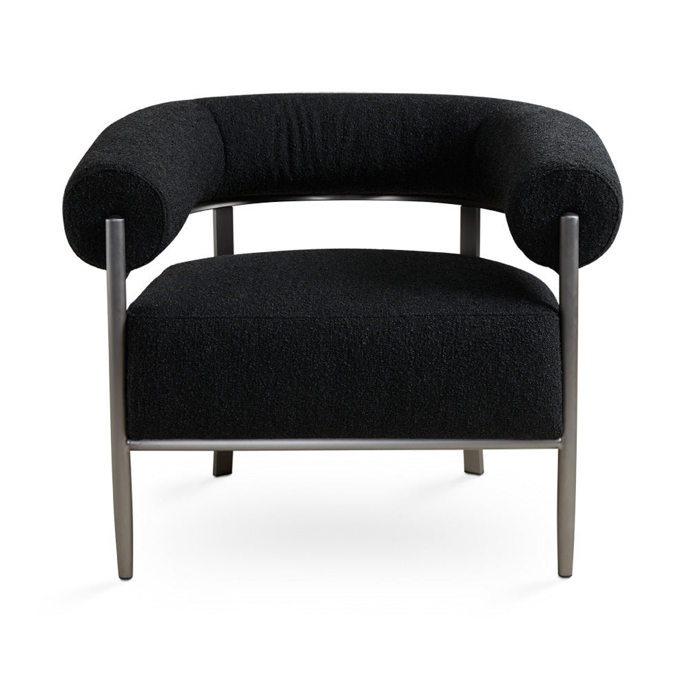 Garner Black Boucle & Grey Metal Accent Chair