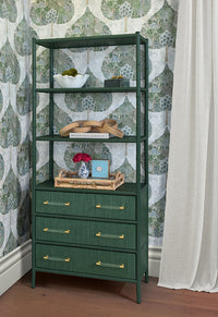 Fiona Green Grasscloth & Gold Etagere