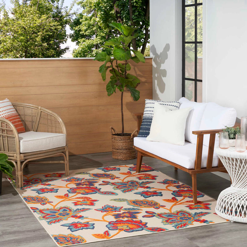 Annitra Indoor/Outdoor Multicolored Floral Area Rug - Elegance Collection